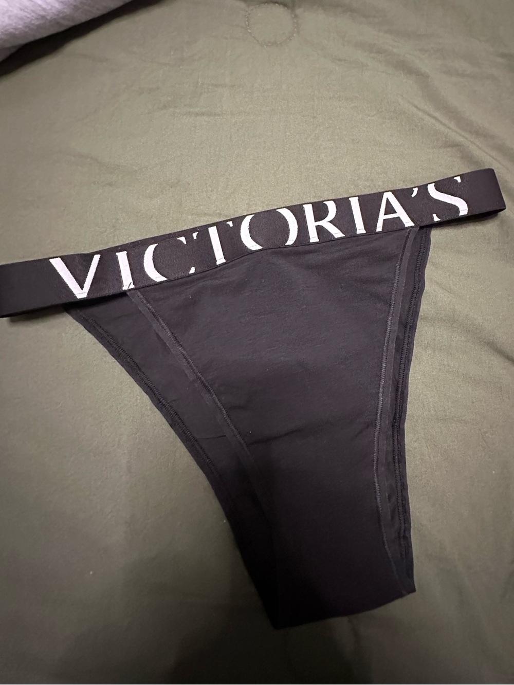 Victoria's Secret Black Panty with Pink Logo Tag